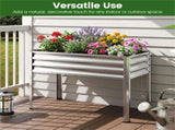 44" Elevated Raised Garden Bed with Drainage Holes, 32" Ergonomic Height Metal Planter - Silver 72247429