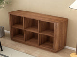 6 Cube Storage Bookcase, 40" Wide Low Horizontal Book Shelf with Curved Edge, Wood Floor Standing W2641P460042