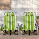 ZNTS 63*65*82cm Short Oxford Cloth Silver White Aluminum Tube Bearing 100kg Beach Chair Green Stripes 42959268