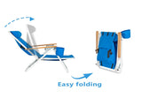 4-Position Adjustable Folding Beach Chair, Steel Tube Frame Oxford Fabric Lounge Chair, 7.9" Seat 99460325