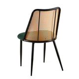 Green Rattan Dining Chairs Set of 4,Boucle Chairs with Natural Cane Back, Upholstered Dining Room W1164P218674