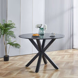 ZNTS 42.1"BLACK Table Mid-century Dining Table for 4-6 people With Round Mdf Table Top, Pedestal Dining W234P143405