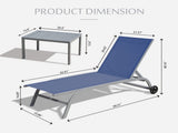 Chaise Lounge Outdoor Set of 3, Lounge Chairs for Outside with Wheels, Outdoor Lounge Chairs with 5 W1859109855