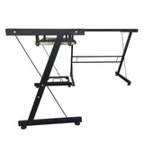 L-Shaped Durable Stalinite Splicing Computer Desk 402C Black 77159761