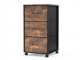 Wood Filing Cabinet with Casters, Weathered Wood Fluted, Iron Clad Wood, Melamine Faced, 3 Tall 59908062