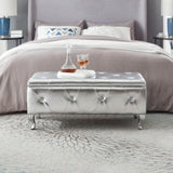 Upholstered Storage Ottoman Bench For Bedroom End Of Bed Faux Leather Rectangular Storage Benches W2268P146696