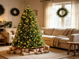 6 FT Pre-Lit Artificial Christmas Tree with 350 Dual Color LED Lights, 845 Branch Tips Hinged PVC 79630939