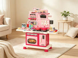 33-Piece Kids Play Kitchen, Lights, Sounds & Water Sink, Ages 3-6, Pink 11000031