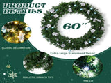 60in Pre-lit Christmas Wreath, Lighted Artificial Xmas Wreath with 220 Cold & Warm White Lights and 31157154