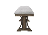 1Pc Transitional Style Bench Upholstered Seat Brown/Gray Finish Fabric Wood Metal Dining Room B011P206738
