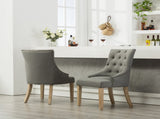 Grey Button Tufted Solid Wood Wingback Hostess Chairs with Nail Heads Set of 2 T2574P164607