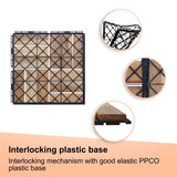 30 PCS Interlocking Deck Tiles Checker Pattern, 12" x 12" Square Yellow Acacia Hardwood Outdoor W2391P160548