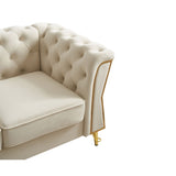 Modern Tufted Velvet Sofa 87.4 inch for Living Room Beige Color W579P329996