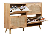 2 rows of 4 dump buckets with high feet arched rattan surface shoe cabinet density board with 90680718