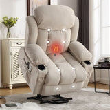 Power Lift Recliner Chair with Heat and Massage Electric Fabric Recliner Chair for Elderly with Side W1807P298601
