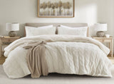 2 Pieces Twin Cable Knit Chenille Comforter Set,Ivory B035P381299