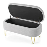 Oval Storage Bench for Living Room Bedroom End of Bed, Upholstered Storage Ottoman Entryway Bench N769P195486G