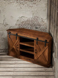 56 inch Corner TV Stand for TVs up to 60 inches, No Assembly Required, Aged Whiskey Finish GL-B108P160154