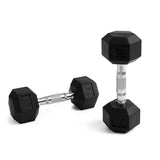 12LB 1-PairHDRS Rubber Coated Solid Cast Iron Dumbbell with Contoured Chrome Handle, 21894673