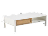 40.16" Rattan Coffee table, sliding door for storage, metal legs, Modern table for living room , W1265121740