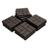 Patio Interlocking Deck Tiles, 12"x12" Square Composite Decking Tiles, Four Slat Plastic Outdoor W1859P184882