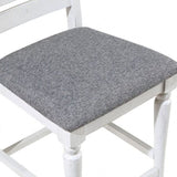 Majestic Rustic Counter Height 2pc Dining Chairs Set Antique White Solid wood Gray Fabric Cushions B011110878