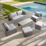 2pcs armless sofa 2pcs footstool 1pcs double sofa 1pcs coffee table with storage, gray 62176797