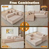 Compression Sectional Couch with Comfy Chaise, Boneless L Shape Sofa with Deep Seat, Minimalist 21327516