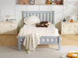 Twin Single-Layer Wooden Bed Vertical Decorative Strips Curved Headboard and Footboard Bed Frame 19973764
