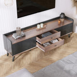 63'' Mid Century TV Stand with 2 Cabinets& Open Compartments, Entertainment Center for TVs up to N710P180182B