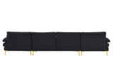 280*130*85 U-Shaped 4-Seat Linen Seat Frame Wooden Frame Back Iron Frame Golden Feet Indoor Modular 08465381