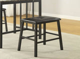 Black Metal Finish 3pc Counter Height Set Table and 2 Stools, Faux Marble Tabletop, Faux Leather B011P246322