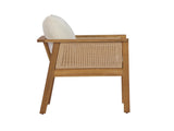 Outdoor Dining Chairs Set of 2, Acacia Wood Patio Armchair with Natural Wickers and Cream Washable N762P403831T