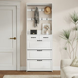 ZNTS NEW White color shoe cabinet with 3 doors 2 drawers with hanger,large space for storage W1320137989