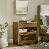 Mid Century Modern Nightstand Charging Station & Outlet Hole & 2 Drawers, Farmhouse End Table W1801P303392