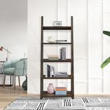 ZNTS 5-Tier Shelves,Bookshelf, Storage Rack, Bookcase with Rubber Wood Frame, Ladder Shelf for Living W2582P195345