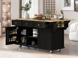 Kitchen Cart with Rubber wood Drop-Leaf Countertop ,Cabinet door internal storage racks,Kitchen 10459641