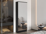 Black Wengue Rectangle Tall Shoe Cabinet with Mirror B06280407