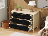 3 Drawer Buffet Sideboard with Adjustable Shelves, Storage Cabinet with Hand-woven rope decorated W688P237931