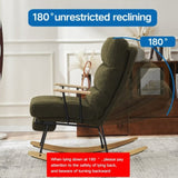 ZNTS Modern Teddy Gliding Rocking Chair with High Back, Retractable Footrest, and Adjustable Back Angle W2012137614