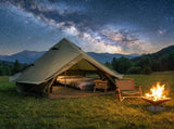 4 Season Bell Tent 13.1FT, Green Waterproof Glamping Yurt Tent with Stove Jack, Fits 8 People Family W3636P456623