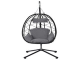 Egg Chair with Stand Indoor Outdoor Swing Chair Patio Wicker Hanging Egg Chair Hanging Basket Chair W874106468