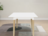 Modern Dining Table 47 Inch Kitchen Table Rectangular Top with Solid Wood Leg-White W112040061