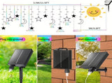 Multi colored moon and star curtain lights with 148 LED solar curtain lights 40090689