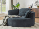 Compressible Corduroy Round Chair with Cushioned Backrest - Modern Comfort Seating for Living W2339P461273