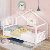 Twin Size House Bed Wood Bed, White N708P182785K