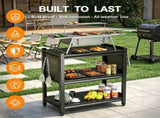 Outdoor Grill Cart Table with Pegboard, Indoor and Outdoor Pizza Oven Table with Lockable 26411499