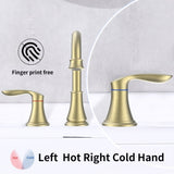2-Handle 8 inch Widespread Bathroom Sink Faucet Brushed Gold Lavatory Faucet 3 Hole 360&deg Swivel T3177P277513