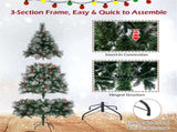 6ft Pre-Lit Christmas Tree - 55 Red Berries 55 Pine Cones, Changeable Lights & Easy Setup, Ideal 65193603