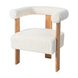Mid-Century Modern Barrel Accent Chair, Upholstered Kitchen & Dining Room Chairs with Arms, Teddy N765P183819W